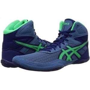 Asics‎ Matflex 6 Kids Wrestling Shoes Blue Green High Top Sneakers K11